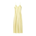 Neues elegantes Damen-Midikleid aus Seidensatin mit sexy Rückenausschnitt für Partys.