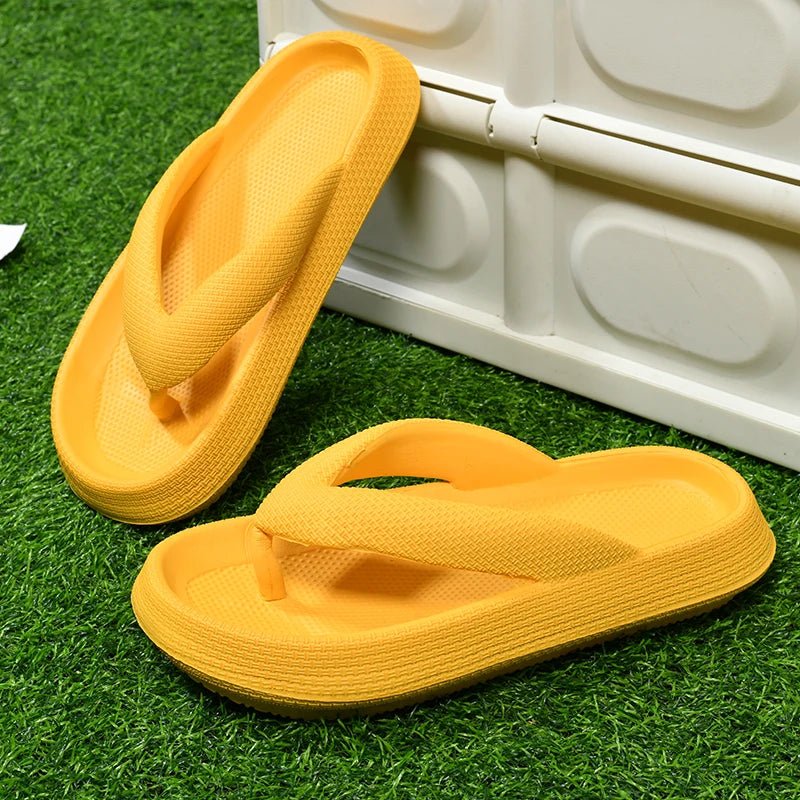 Flip-Flops für Herren und Damen, Sommer, rutschfest, für den Außenbereich, lässig, leichte Strandsandalen, dicke Plattform, Haus-Badezimmer-Hausschuhe
