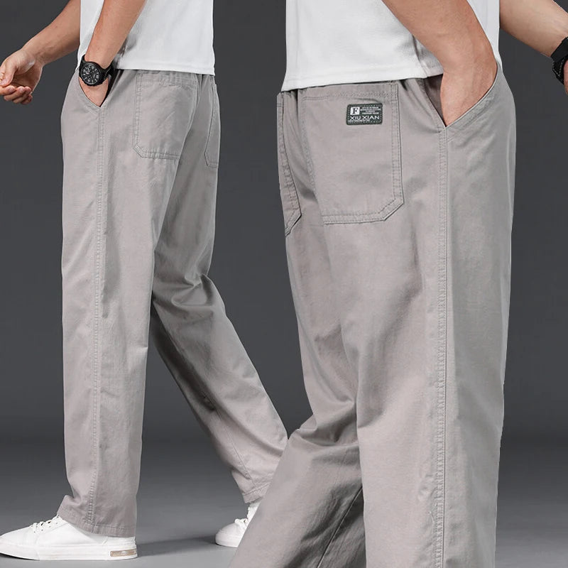Große Größe Herren Freizeithose Relaxed Fit Baumwollhose Elastische Taille Kordelzug Jogginghose Herren Joggerhose Sommer Frühling