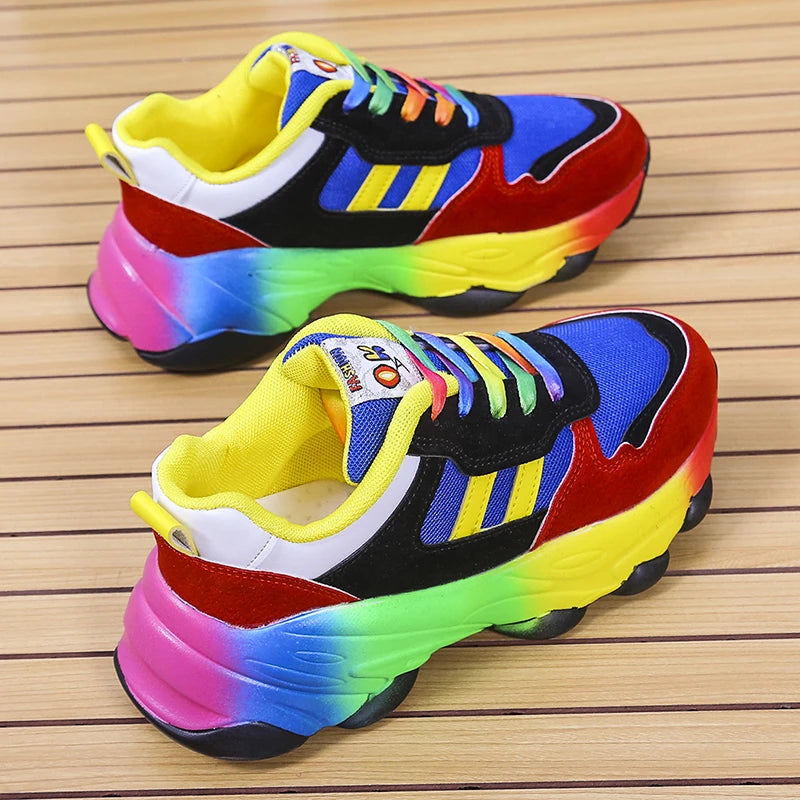 Mode Regenbogen Sport Schuhe Frauen Trainer Schuhe Plattform Atmungs Turnschuhe Frauen Jogging Schuhe Chaussure Femme Sport