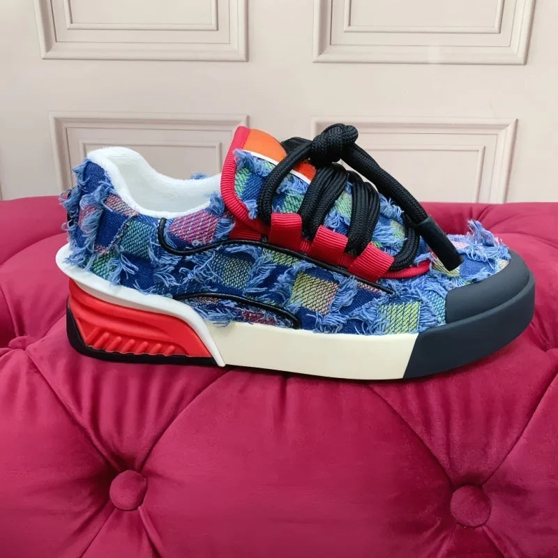 Concise Männer Casual Echtes Leder Turnschuhe Atmungsaktive Mischfarbe Flache Plattform Patchwork Schuhe Sport Täglichen Gehen