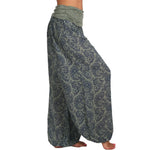 Damen Boho Haremshose – weites Bein, Vintage-Print, elastische Taille