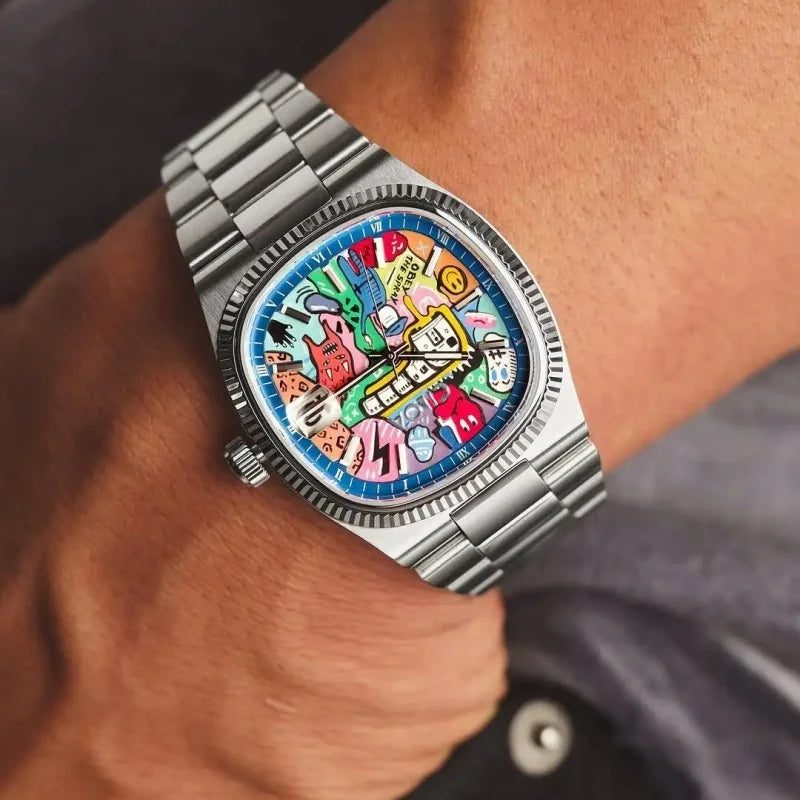 Quadratische Retro-Uhr für Herren, leichte Luxusmarke, echtes Geschenk, 2026 neu, Edelstahlarmband, wasserdichte Quarzuhr