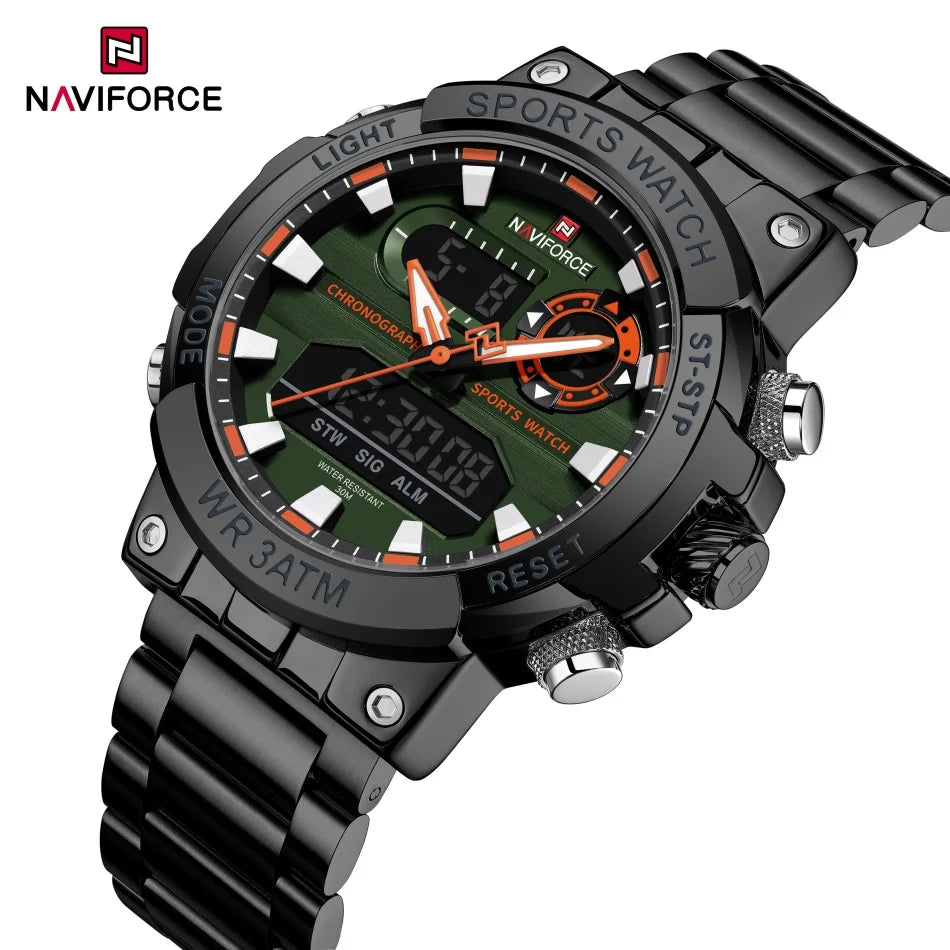 NAVIFORCE Männer Militär Uhr Wasserdichte Armbanduhr Dual Display Quarzuhr Sport Uhr Männliche Große Uhren Männer Relogios Masculino