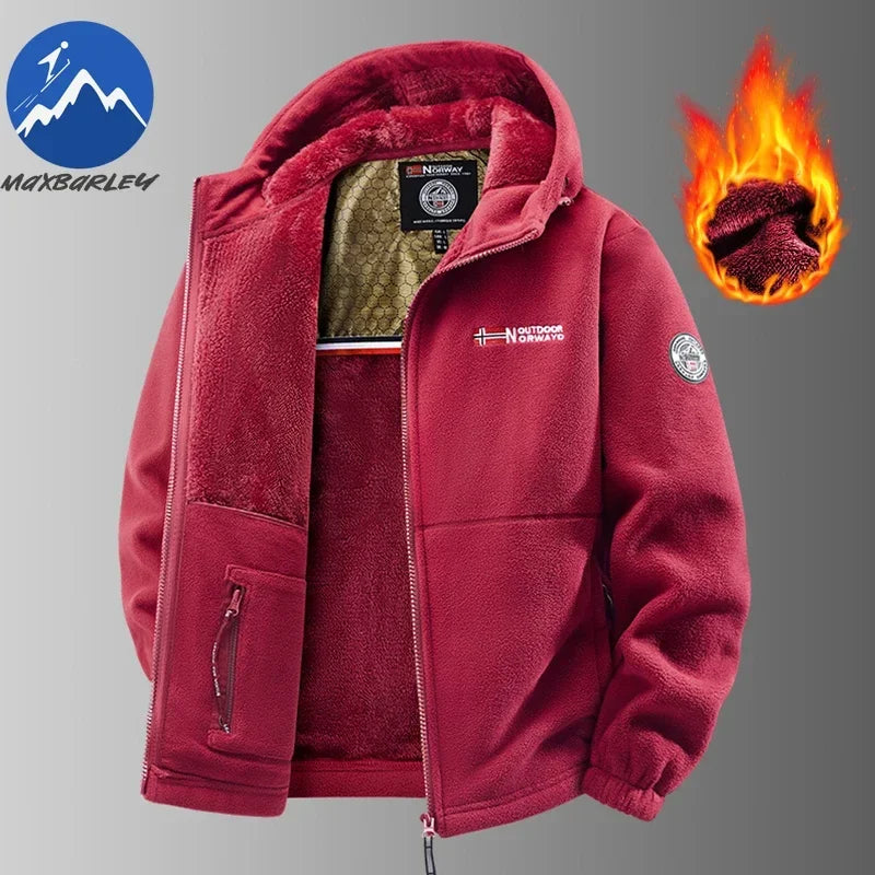 Heißer Verkauf Herren Herbst und Winter mit Kapuze norwegische Fleecejacke, Fleecejacke, Outdoor-Paar plus dicke Fleece-warme Jacke