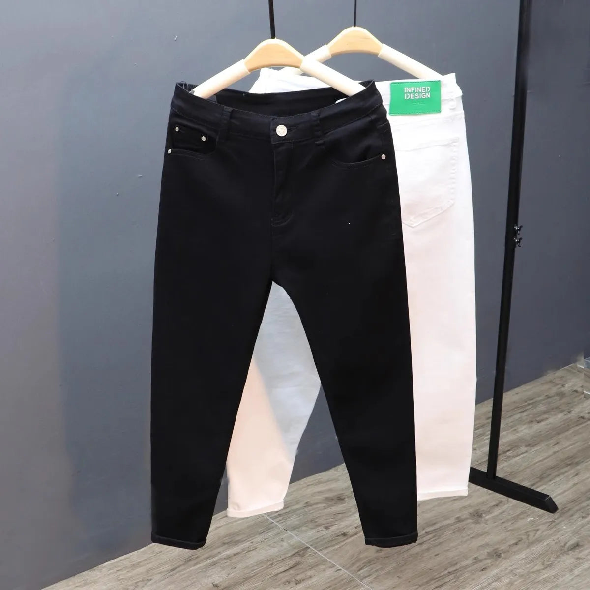Weiße zerrissene Jeans für Herren, Harem, Jungen, Denim, Distressed, schwarze Hose, Frühling, Sommer, männlich, zerkratzt, Übergröße 40, 42, große Cowboy-Hose