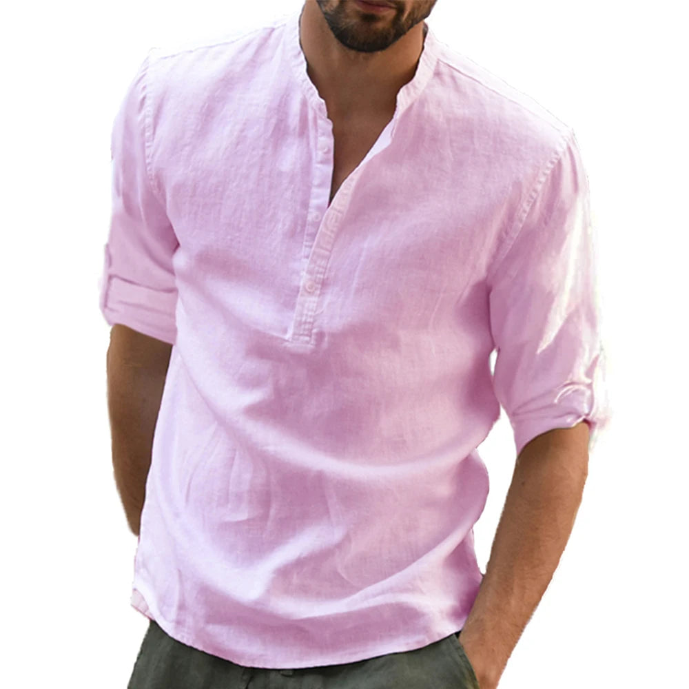 Neue Männer Casual Bluse Baumwolle Leinen Hemd Lose Tops Langarm T-shirt Frühling Herbst Casual Schöne Männer Shirts