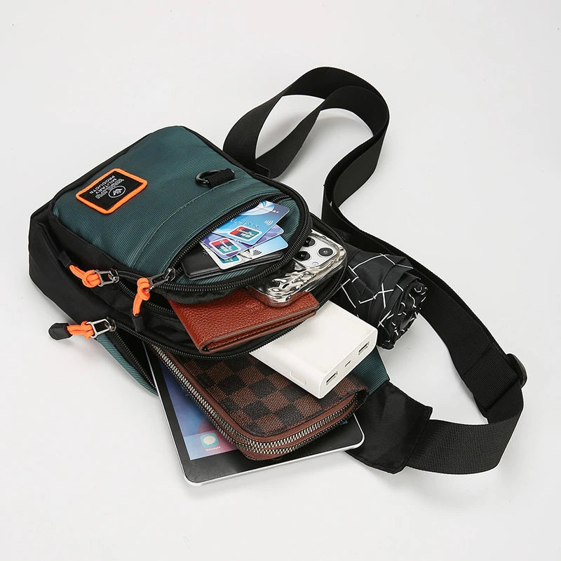 Casual Männer Brust Tasche Nylon Kleine Schulter Tasche Laufen Radfahren Gürtel Sling Tasche Outdoor Sport Umhängetasche Reise Telefon Tasche Tasche