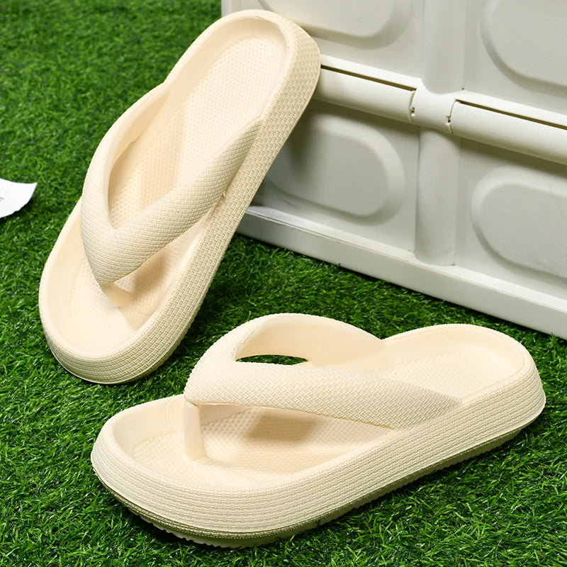 Flip-Flops für Herren und Damen, Sommer, rutschfest, für den Außenbereich, lässig, leichte Strandsandalen, dicke Plattform, Haus-Badezimmer-Hausschuhe