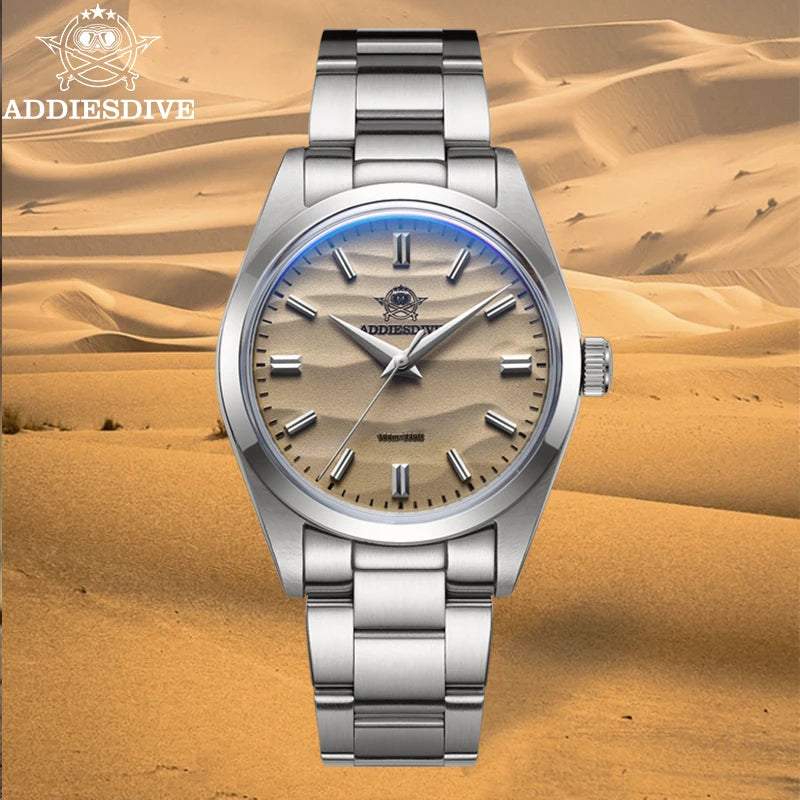 ADDIESDIVE Heißer Verkauf AD2030 Ohne LOGO Uhr Edelstahl 100M Wasserdicht Quarz Uhren 3D Sand Zifferblatt männer Armbanduhr kleid