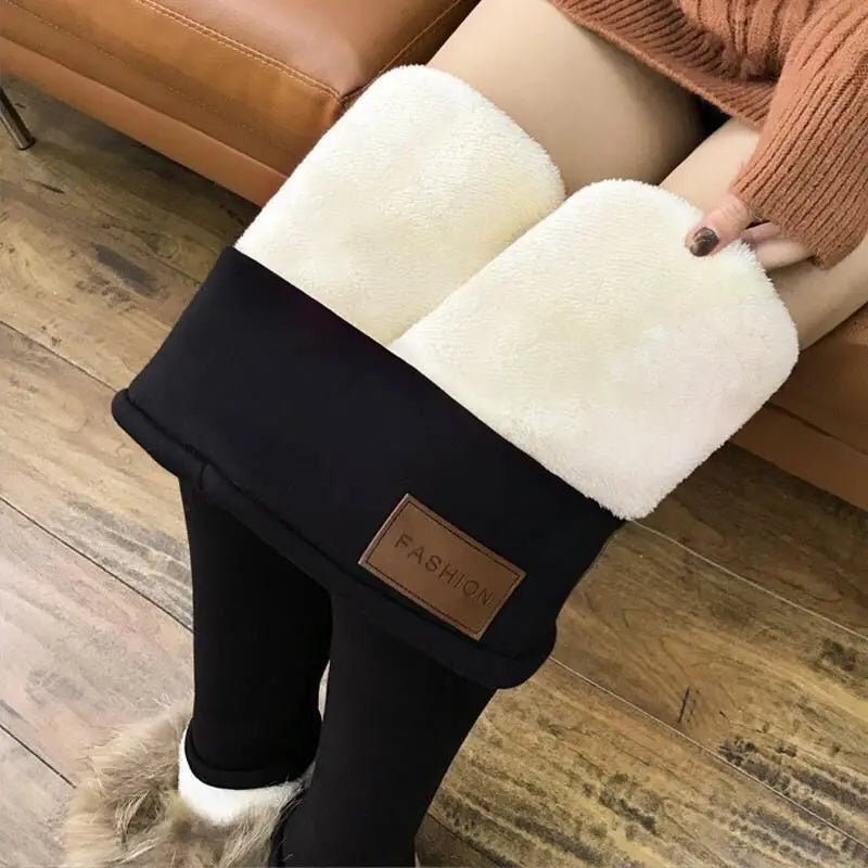 Frauen Lamm Fleece Leggings Nahtlose Hohe Taille Thermische Winter Warme Strumpfhosen Solide Stretchy Casual Hosen Weibliche Streetwear Jogger