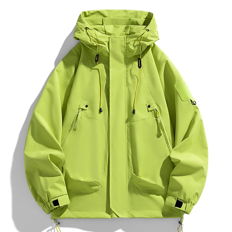 Windjacken Männer Kapuzenjacke Reißverschluss Mantel Fracht Wasserdicht Schwarz Bomber Camping Lose Dünne Softshell Mit Kapuze Wanderjacke