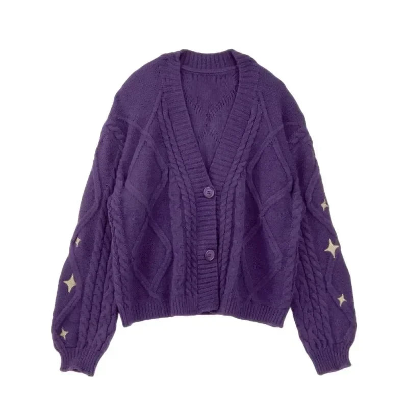 Evermore Cardigan Taylor Version Green Vine bestickter Button-Down-Pullover mit Zopfmuster für Damen, Herbst-Winter-Vintage-Outfit