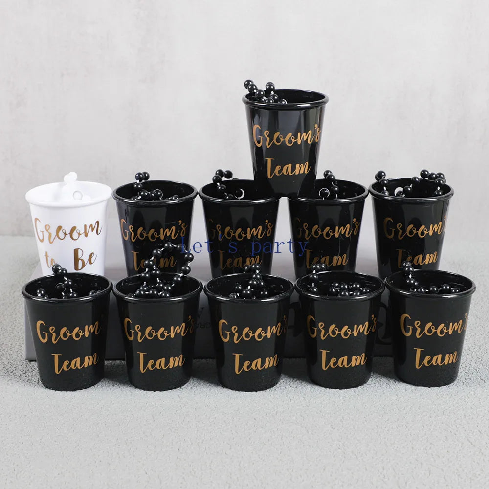 11 Stück Team Bride Trinkbecher Bräutigam zu sein Kunststoff Schnapsgläser für Brautparty, Party, Geschenk, Braut, Hochzeit, Junggesellinnenabschied, Dekoration