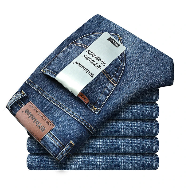 2026 Top-Marke Gewaschene Jeans-Hose Vier-Jahreszeiten-Herren-Jeans Hochwertige Business-Casual-Jeans mit Hohem Bund