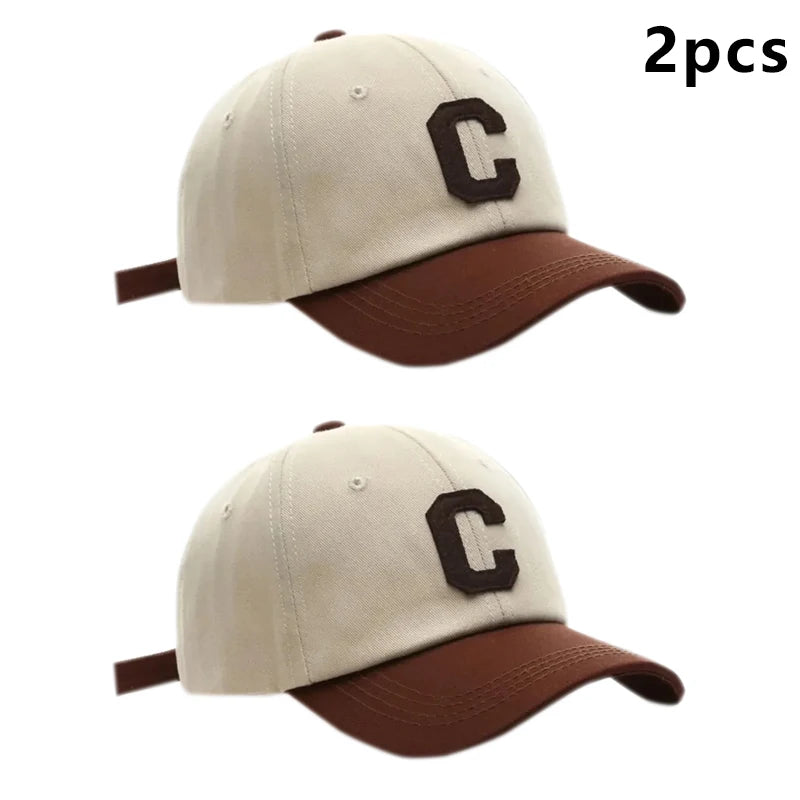Baseballkappe für Damen und Herren, modisch, Buchstabe C, Patch-Hut, Sommer-Sonnenblenden, Kappen, Farbblock-Design für Freizeitkleidung