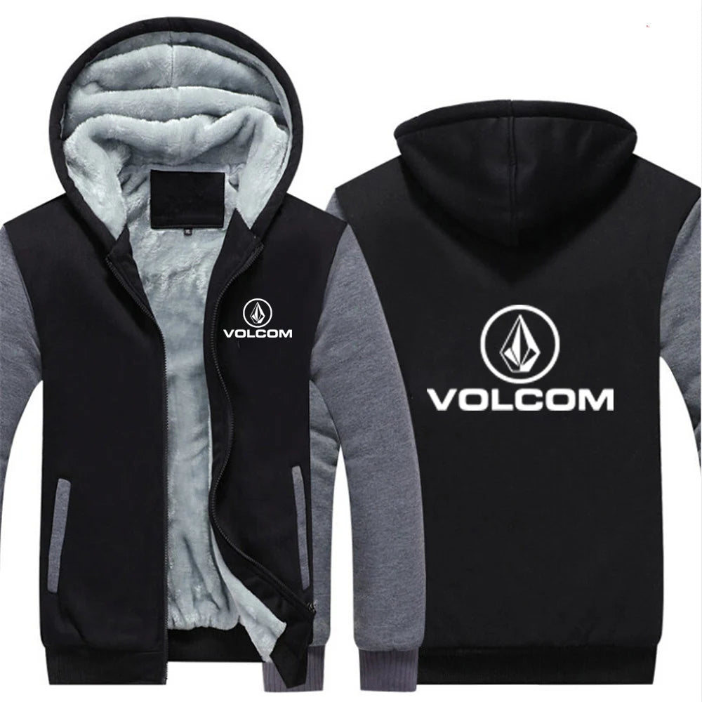 verdickte warme Jacke, Herbst und Winter, VOLCOM-Druck, Herren-Baumwollfutter, bequemer Mantel, beliebte Hoodies