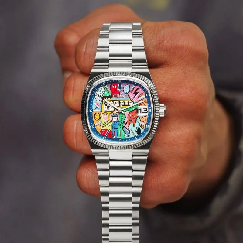 Quadratische Retro-Uhr für Herren, leichte Luxusmarke, echtes Geschenk, 2026 neu, Edelstahlarmband, wasserdichte Quarzuhr
