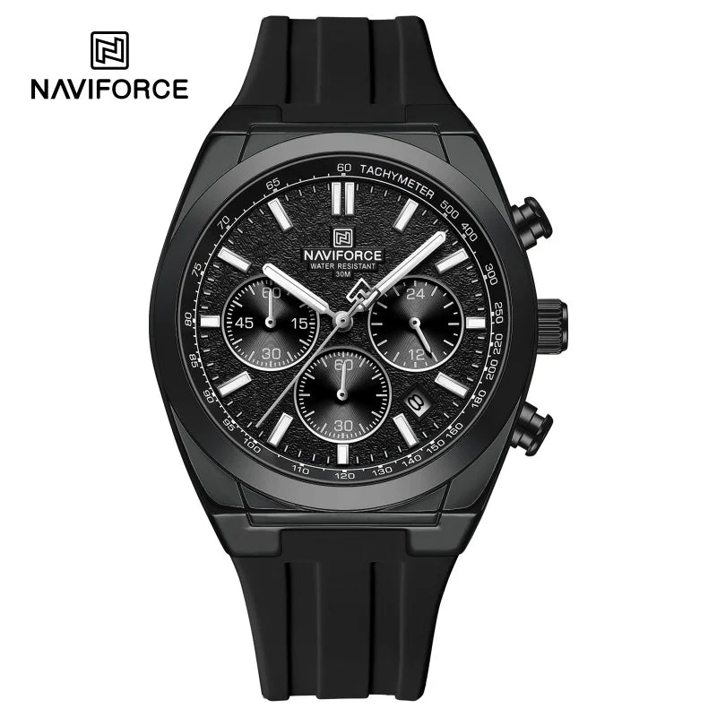 NAVIFORCE Herrenuhren, multifunktionaler Chronograph, Silikonarmband, leuchtende Zeiger, 3ATM wasserdicht, hochwertiges Original für Herren