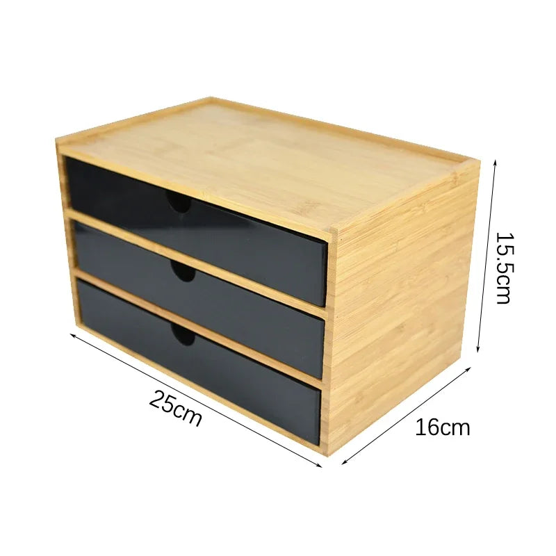 1-3 Schicht Bambus Aufbewahrungsbox Kleinigkeiten Kosmetik Schmuck Schreibwaren Headset Aufbewahrungsbox Home Office Hotel Aufbewahrungsschubladen
