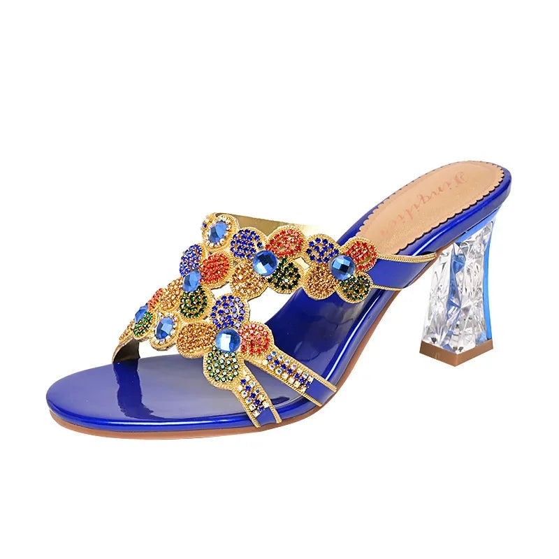 Bequeme Strandpantoffeln Damen Diamant High Heel Sandalen Damen Partyschuhe Modische Damensandalen