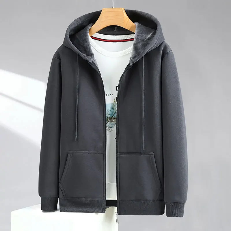 Große Größe Hoodie Männer Kapuze Langarm Sweatshirt Männlich Zip-up Lose Baumwolle Fleece-gefüttert Casual Top Zipper Große fett Plus 10XL 12XL