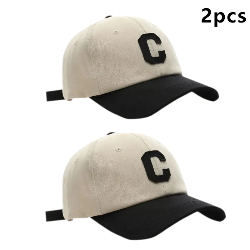 Baseballkappe für Damen und Herren, modisch, Buchstabe C, Patch-Hut, Sommer-Sonnenblenden, Kappen, Farbblock-Design für Freizeitkleidung