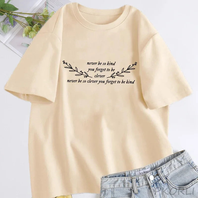 Damen T-Shirt Never Be So Clever You Forget To Be Kind Marjorie Lyrics T-Shirt Damen Baumwolle Kurzarm T-Shirts Streetwear