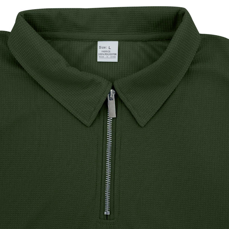 Grenzüberschreitendes  Sommer-Herren-Poloshirt-Set, einfarbig, Waffel, kurzärmelig, schmales Revers-T-Shirt, lässiges Herren-Set