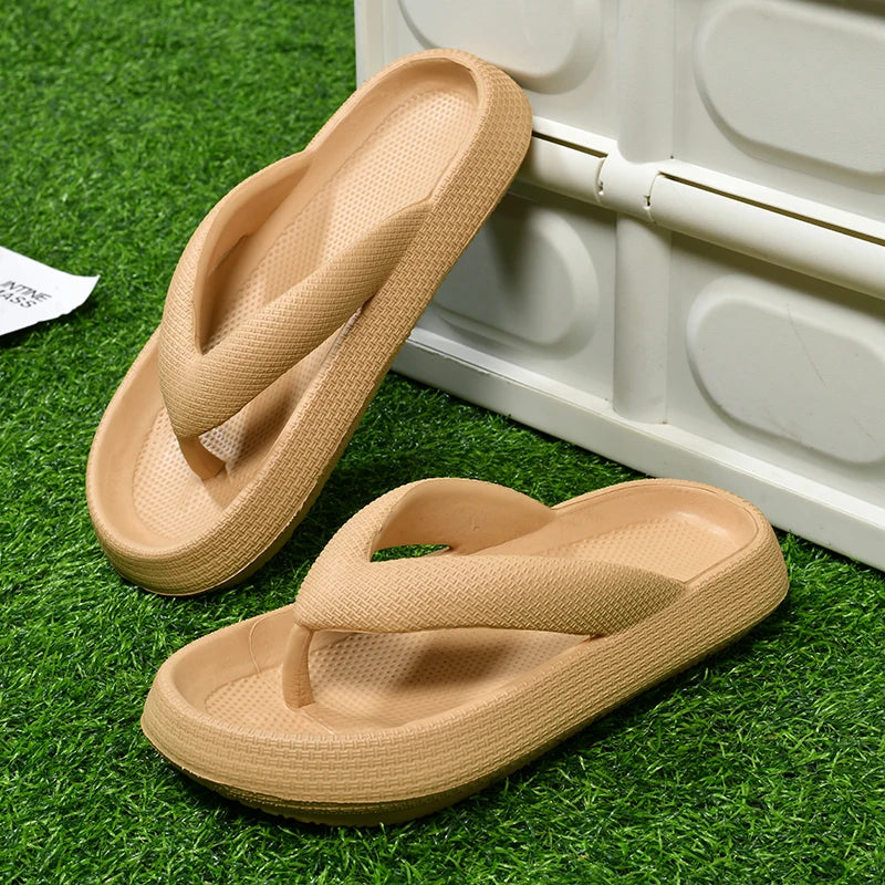 Flip-Flops für Herren und Damen, Sommer, rutschfest, für den Außenbereich, lässig, leichte Strandsandalen, dicke Plattform, Haus-Badezimmer-Hausschuhe