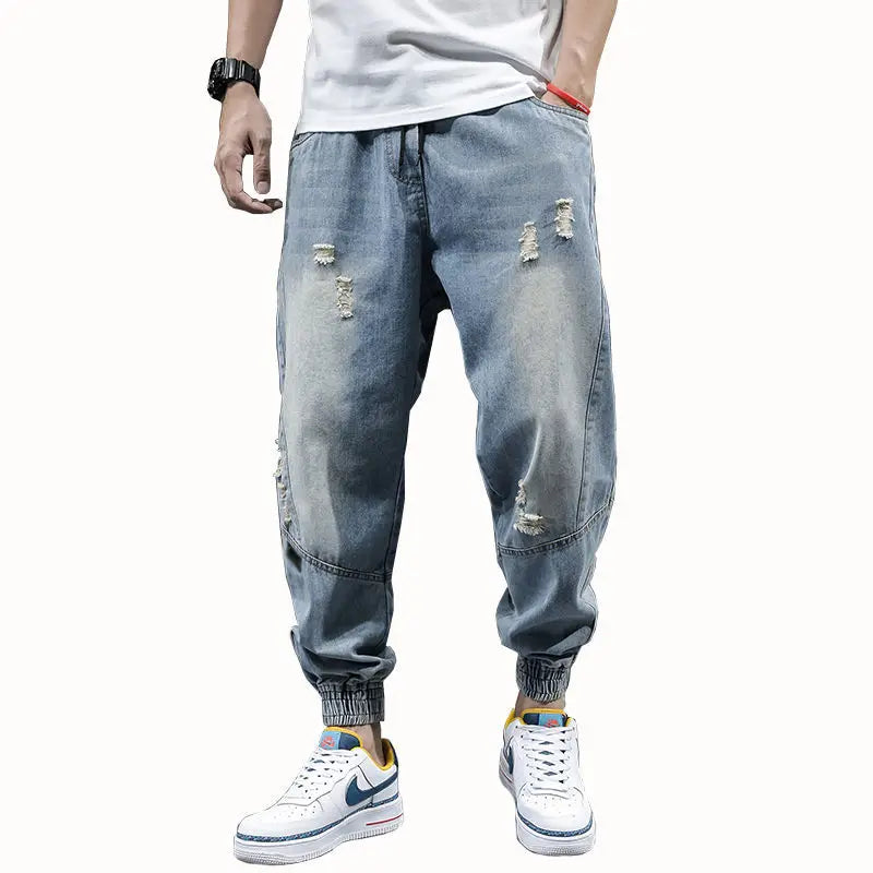 neue Hip Hop Harem Jeans Hosen Männer Lose Jogger Denim Casual Jogginghose Korea Knöchel Länge Hosen Streetwear Männliche Kleidung