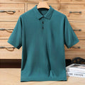 Sommer 100 % Merinowolle Herren Reverspullover Kurzarm POLO-Ausschnitt Pullover lockeres Top Business Casual Strick-T-Shirt