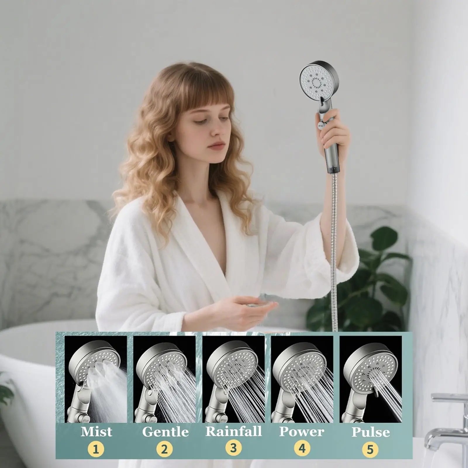 Badezimmer-Duschkopf mit Filterkartuschen Handgehaltener Gefilterter Duschkopf Hochdruck-Silikon-Düsen