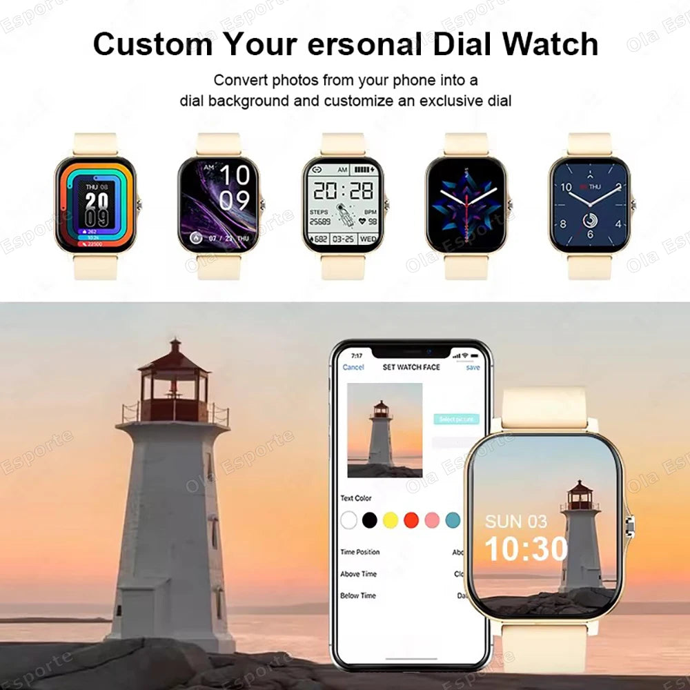 Neue Smartwatch 2,01 Zoll HD-Display Antwort Anruf machen Nachricht Vorschau Sportmodi Smartwatch DIY Zifferblatt Wettervorhersage Männer Frauen
