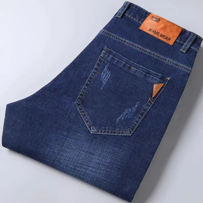 Frühling Herren Leichter Luxus Stretch Slim Fit Denim-Hose Komfortable Weiche Business-Mode Gerade Casual Jeans Herbst Markenkleidung