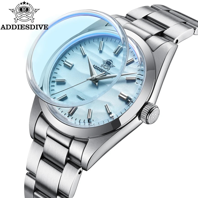 ADDIESDIVE Heißer Verkauf AD2030 Ohne LOGO Uhr Edelstahl 100M Wasserdicht Quarz Uhren 3D Sand Zifferblatt männer Armbanduhr kleid