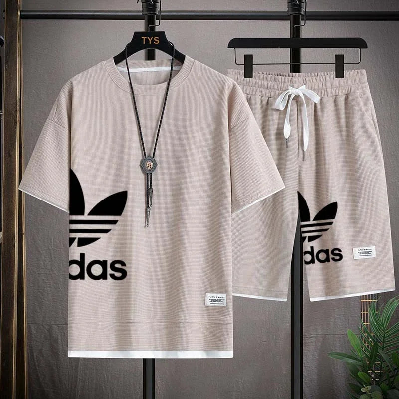 Sommer 2025, neues Herren-Pullover-Sportbekleidungsset, modisches Basketball-Herren-Freizeit-Kurzarm-T-Shirt + Shorts, zweiteiliges Set