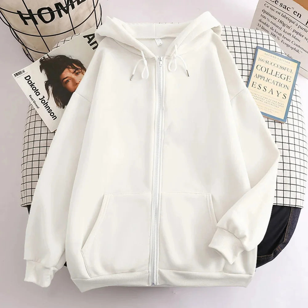 High Street Hoodie Männer Einfarbig Zip Up Langarm Lose Jacke Mäntel Casual Mit Kapuze Sweatshirt Y2K Mode Outdoor Kleidung