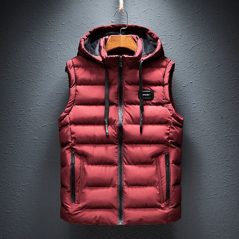 Neue Mit Kapuze Casual Weste Jacke für Männer Herbst Winter Warm Ärmel Jacke Mode Komfortable Zipper Weste Plus Größe M-6XL
