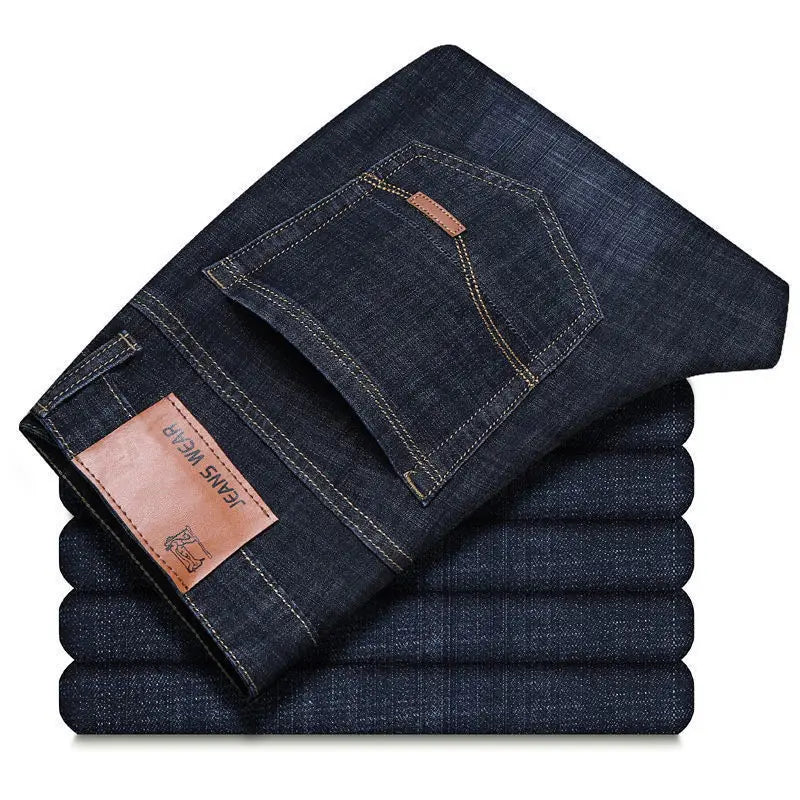 Herrenjeans mit geradem Schnitt und elastischem Bund, neuer und beliebter Stil, Freizeithose für Frühling und Herbst, große Größen, geeignet für Arbeit und Freizeit.