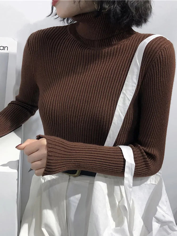 Damen Rollkragenpullover 2026 Herbst Winter Oberteile Koreanischer Slim-Fit Damen Pullover Strickpullover Pull Femme Hiver Truien