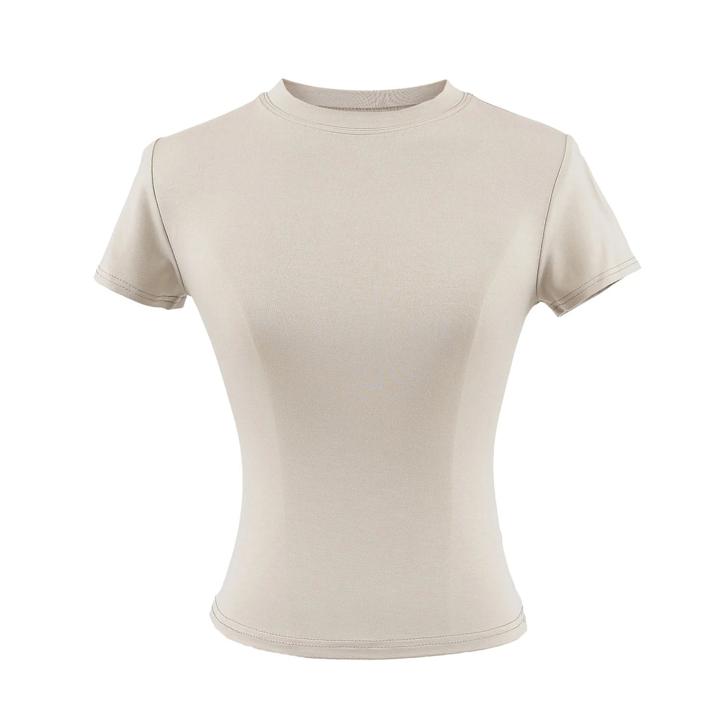 2024 neue Hohe Qualität Casual T shirt Sexy Dünne Kurzen Ärmeln Mode Trend Solide Frauen Kleidung y2k Tops