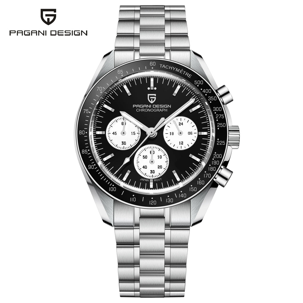 PAGANI DESIGN 2026 New Moon Herrenuhren, Luxus-Quarzuhr für Herren, VK63, Chronograph, AR-Saphirspiegel, Keramiklünette, leuchtend