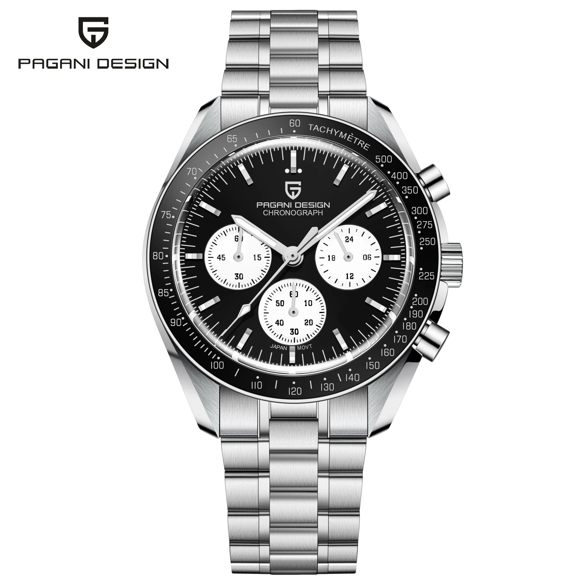 PAGANI DESIGN 2026 New Moon Herrenuhren, Luxus-Quarzuhr für Herren, VK63, Chronograph, AR-Saphirspiegel, Keramiklünette, leuchtend
