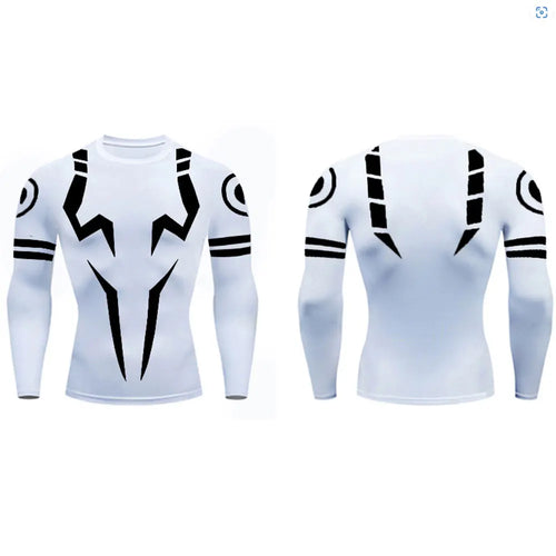 Anime Jujutsu Kaisen Kompressionsset Fitnessanzug für Herren, schnell trocknendes 3D-Kompressionsshirt + Fitnessstudio-Shorts, Lauf-Workout-Sportbekleidung