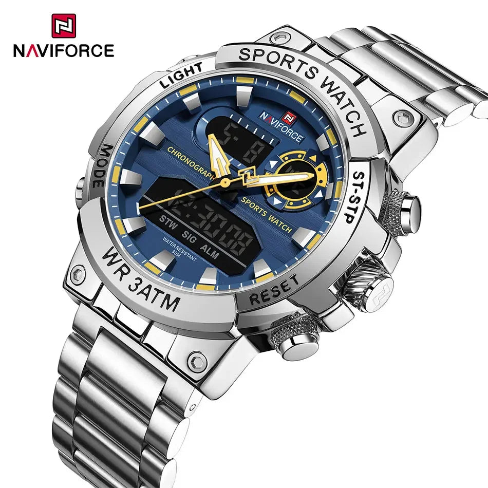 NAVIFORCE Männer Militär Uhr Wasserdichte Armbanduhr Dual Display Quarzuhr Sport Uhr Männliche Große Uhren Männer Relogios Masculino