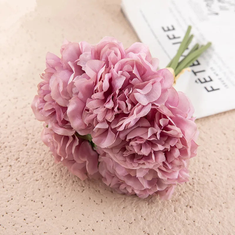 5-köpfe Pfingstrose, künstliche Seidenblumen, künstliche Pfingstrosen, Hochzeitsstrauß für die Braut, künstliche Blumen, Bündel für Wohnzimmer für Heimdekoration