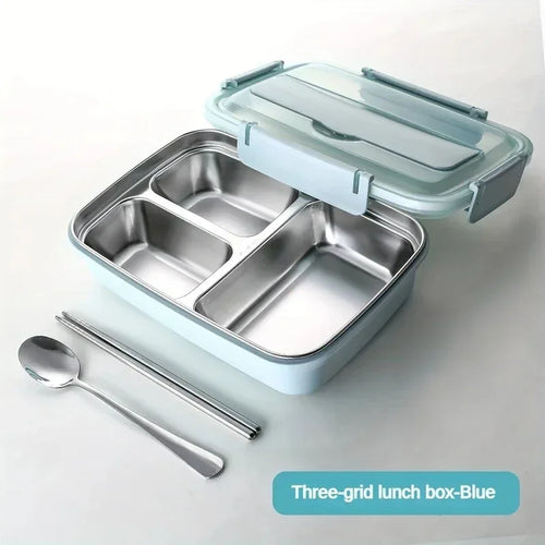 Auslaufsichere Lunchbox aus Edelstahl mit 3/4-Fächern – langlebiger, leicht zu reinigender Bento-Behälter für Studenten und Büroangestellte