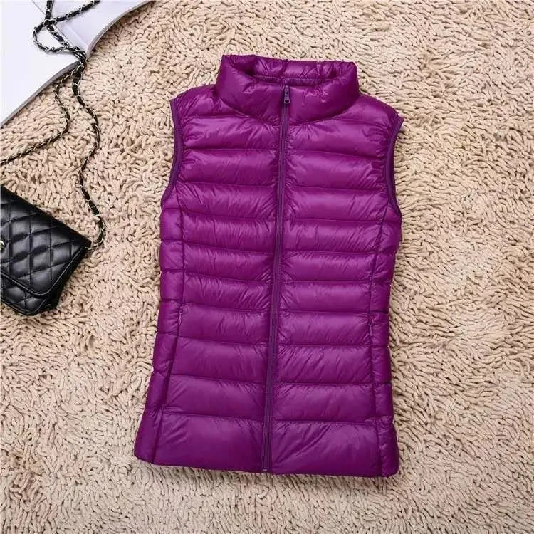 Weiße Ente Unten Jacke Frauen Weste Herbst Winter Ärmellose Weste Warme Leichte Puffer Jacke Weibliche Tops Outwear 8XL