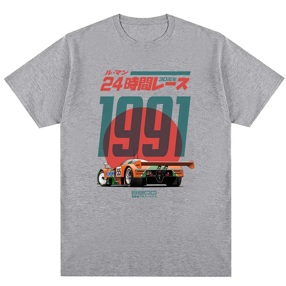 Japanisches 787B Jubiläum 30. Le Mans Retro Lustige Kunst Zeichnung Gamer Anime Kult Meme Film Musik Geschenk Baumwolle T-Shirt Lustiges T-Shirt